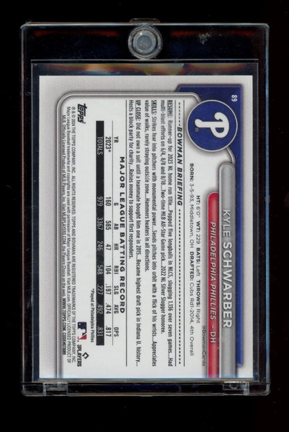 2024 Bowman #89 Kyle Schwarber Orange #/25