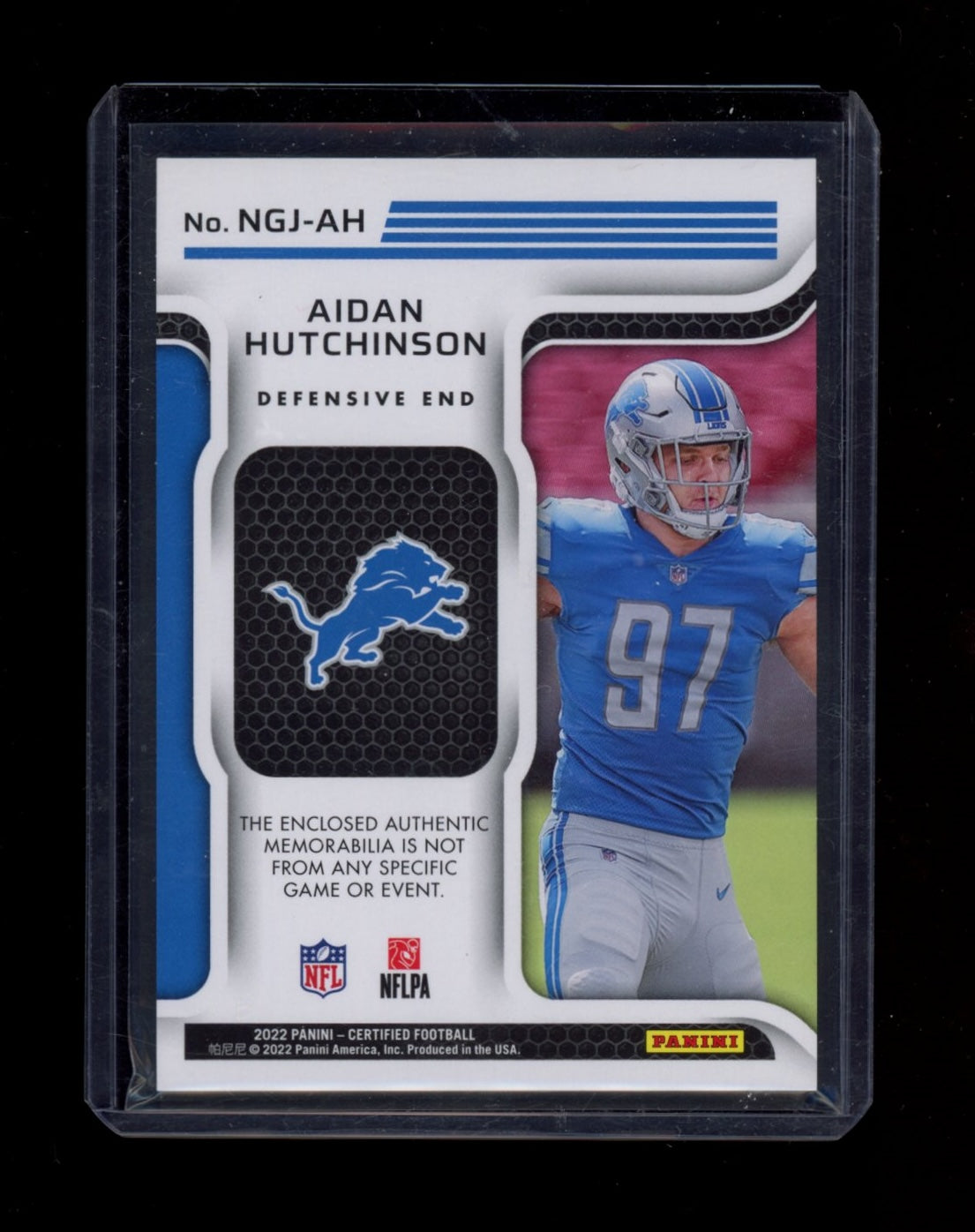 2022 Panini Certified #NGJ-AH Aidan Hutchinson Jerseys Blue FOTL #/25