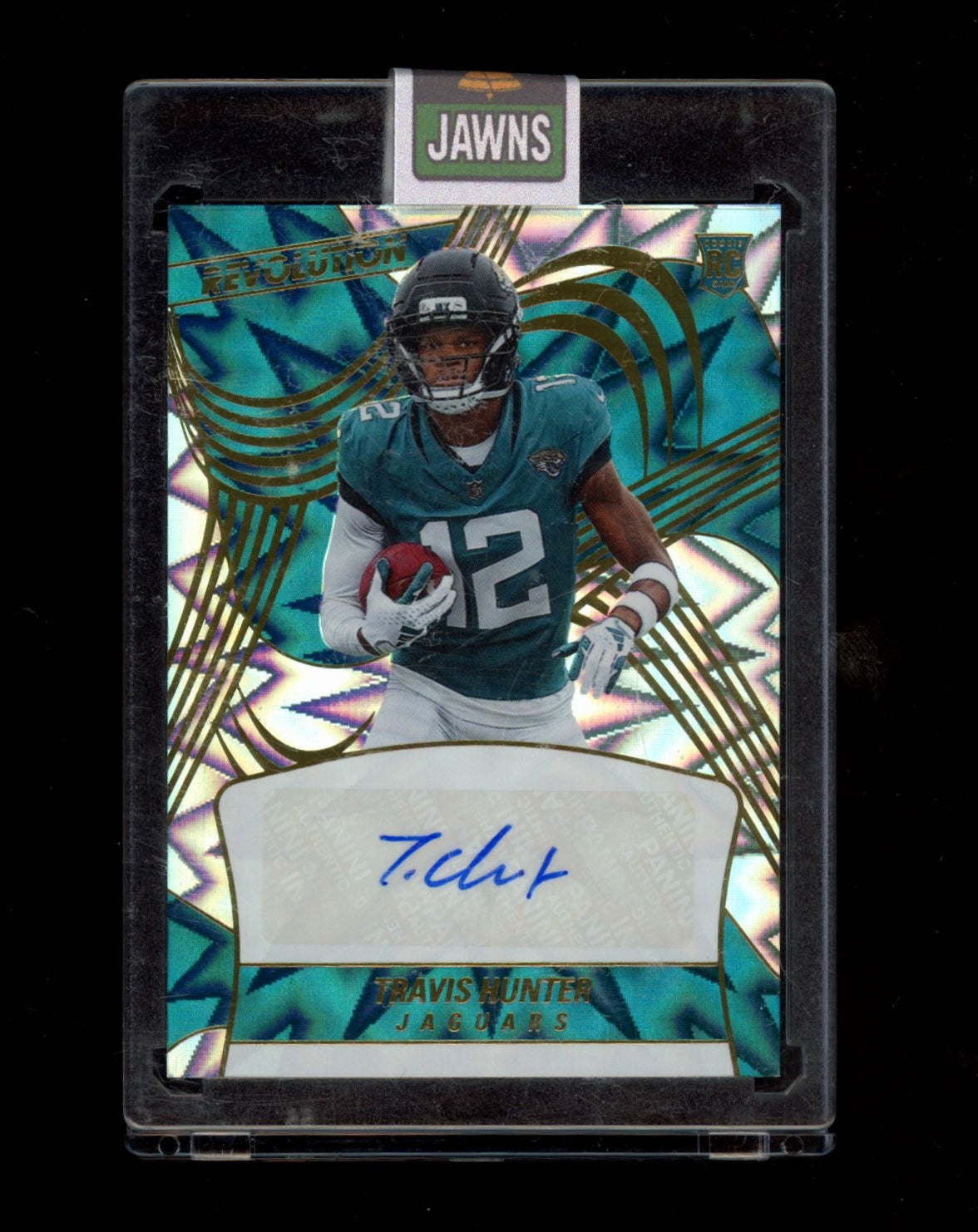 2025 Panini Revolution #RA-THR Travis Hunter Rookie Autographs Impact #/149