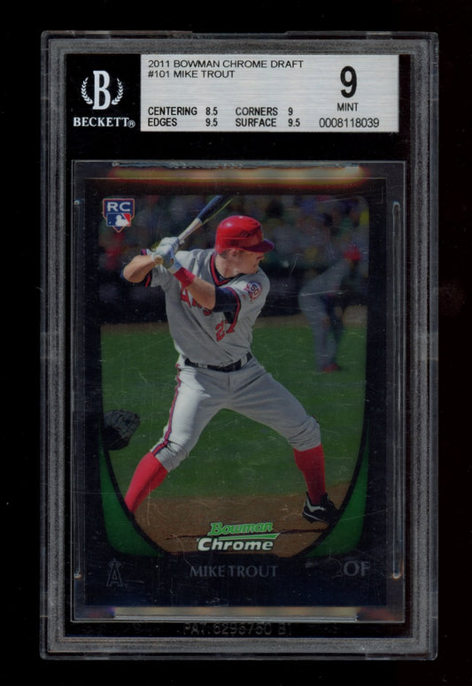 2011 Bowman Chrome Draft #101 Mike Trout RC BGS 9.0