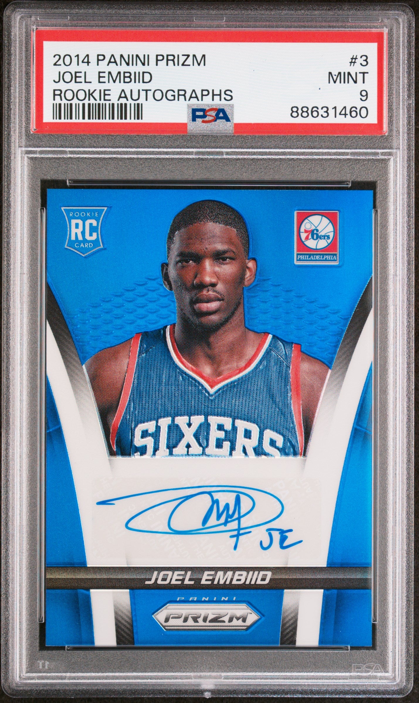 2014 Panini Prizm Rookie Autographs #3 Joel Embiid Rookie Autographs PSA 9