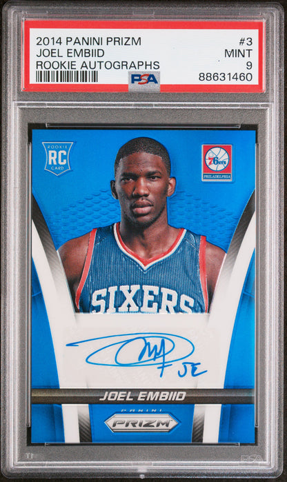 2014 Panini Prizm Rookie Autographs #3 Joel Embiid Rookie Autographs PSA 9