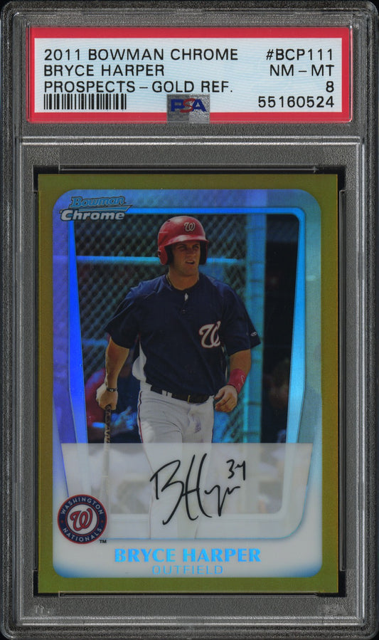 2011 Bowman Chrome Prospects #BCP111 Bryce Harper Prospects-Gold Ref. PSA 8