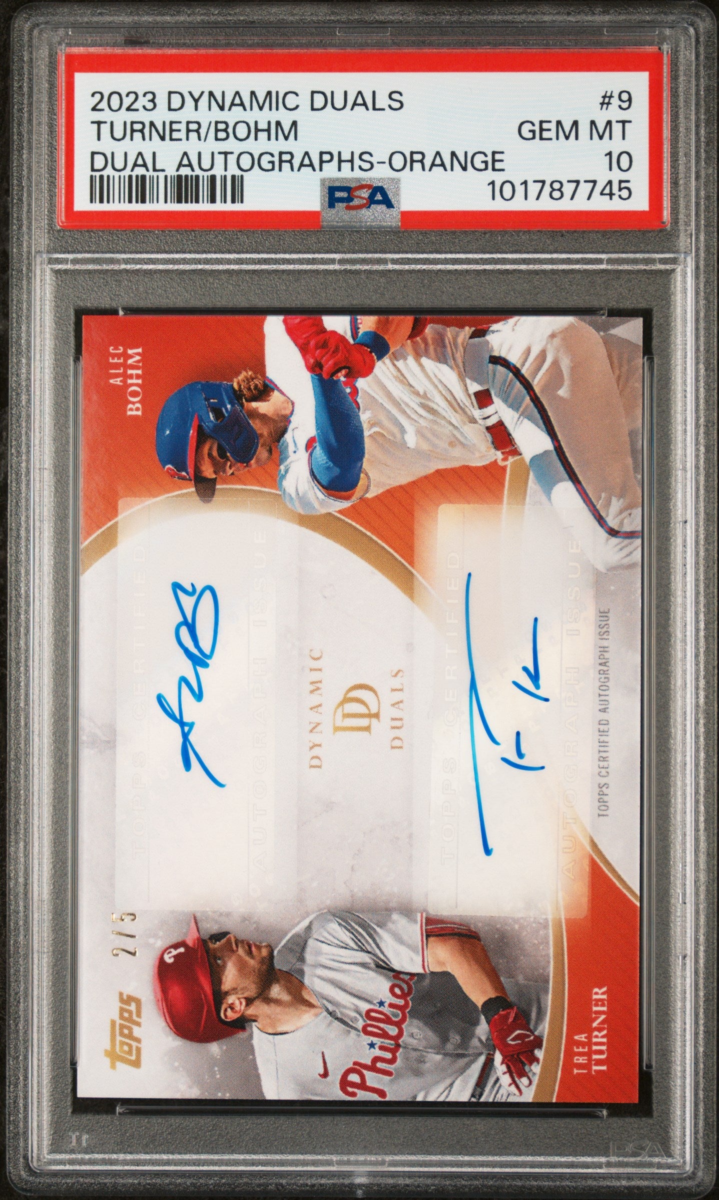 2023 Topps Dynamic Duals #9 Turner/Bohm Dual Autographs-Orange PSA 10