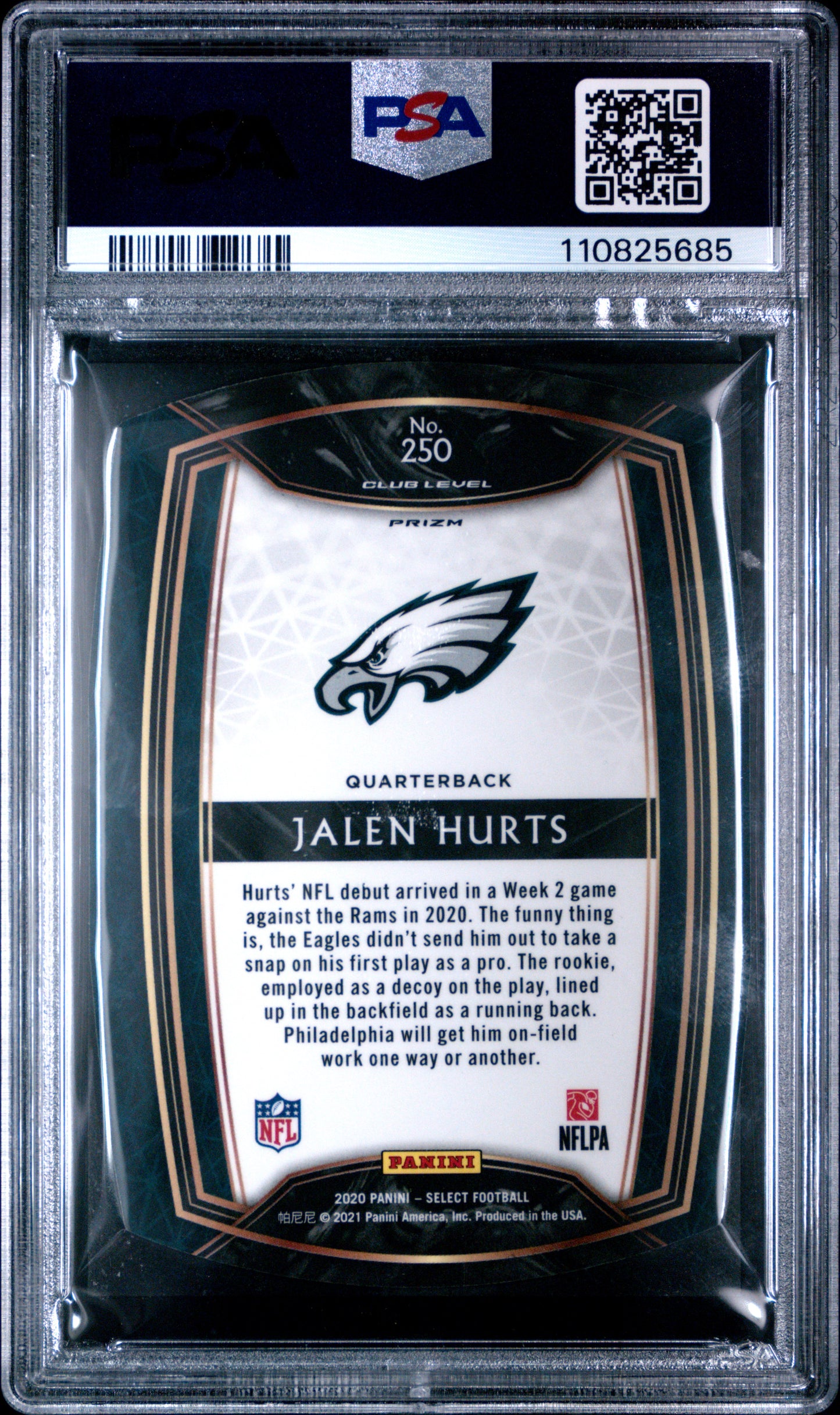 2020 Panini Select #250 Jalen Hurts Die-Cut White Prizm PSA 9