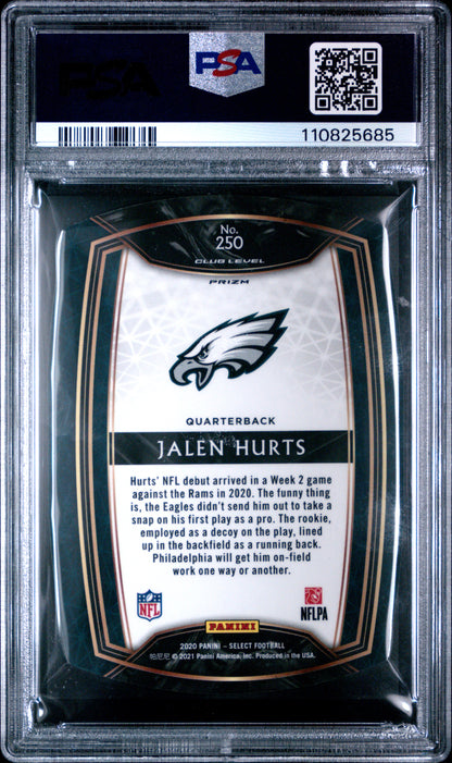 2020 Panini Select #250 Jalen Hurts Die-Cut White Prizm PSA 9