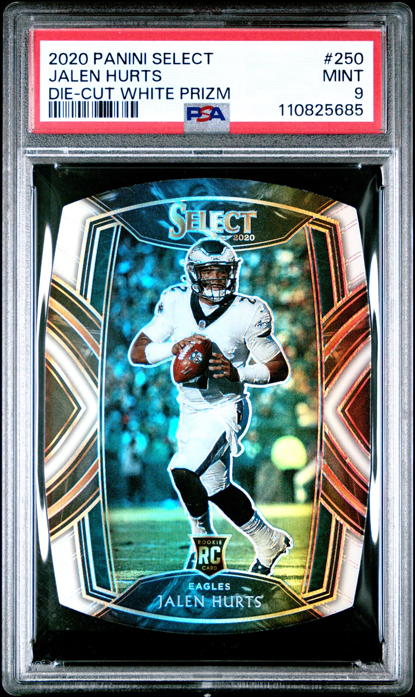 2020 Panini Select #250 Jalen Hurts Die-Cut White Prizm PSA 9