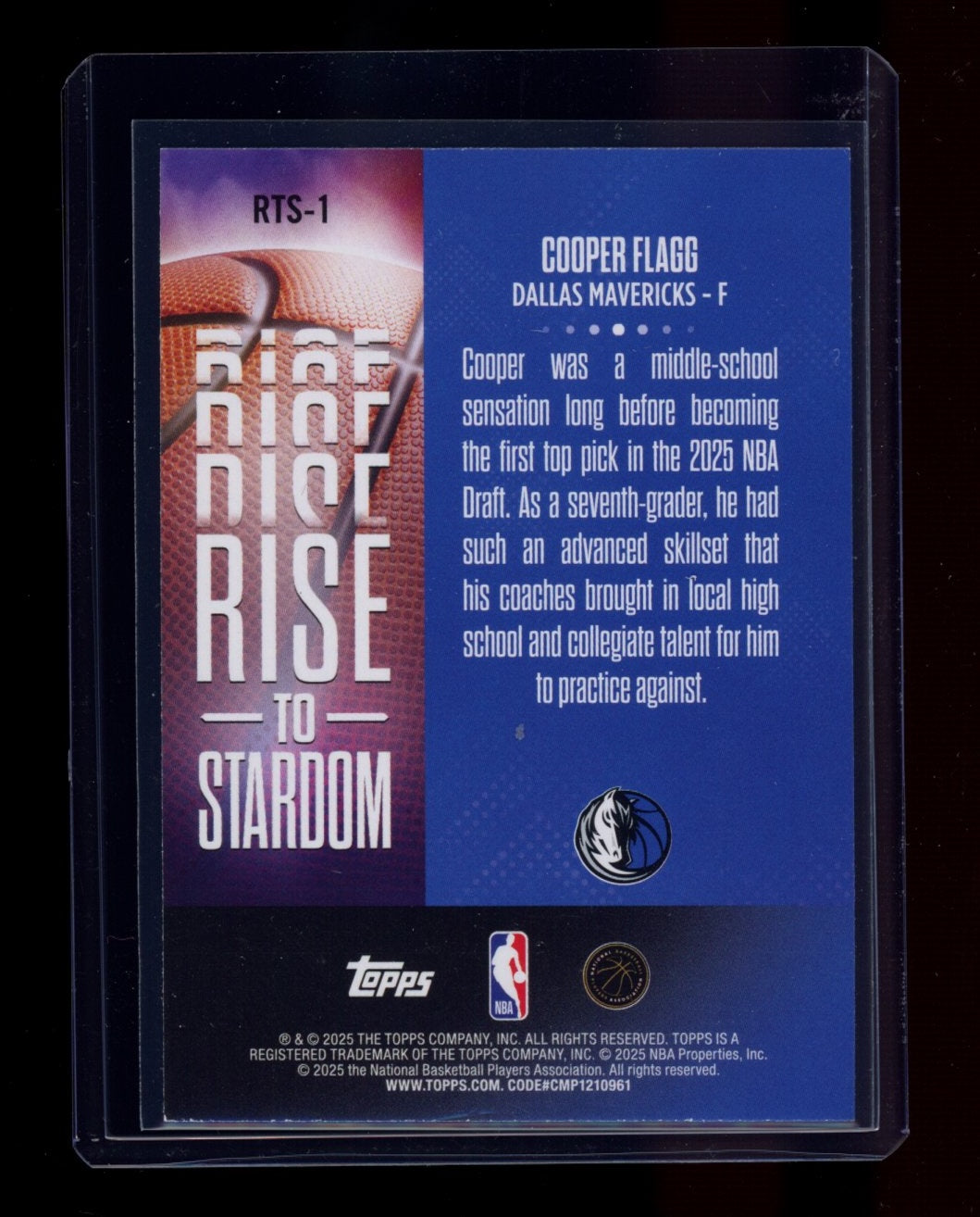 2025-26 Topps #RTS-1 Cooper Flagg Rise to Stardom Purple Rainbow #/250