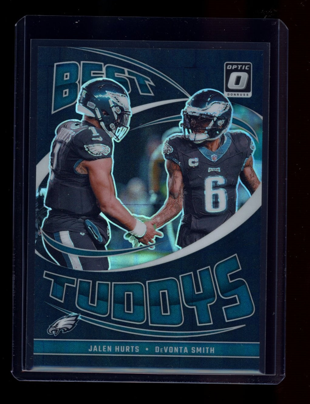 2024 Donruss Optic #9 DeVonta Smith / Jalen Hurts SN25 Best Tuddys Black Pandora