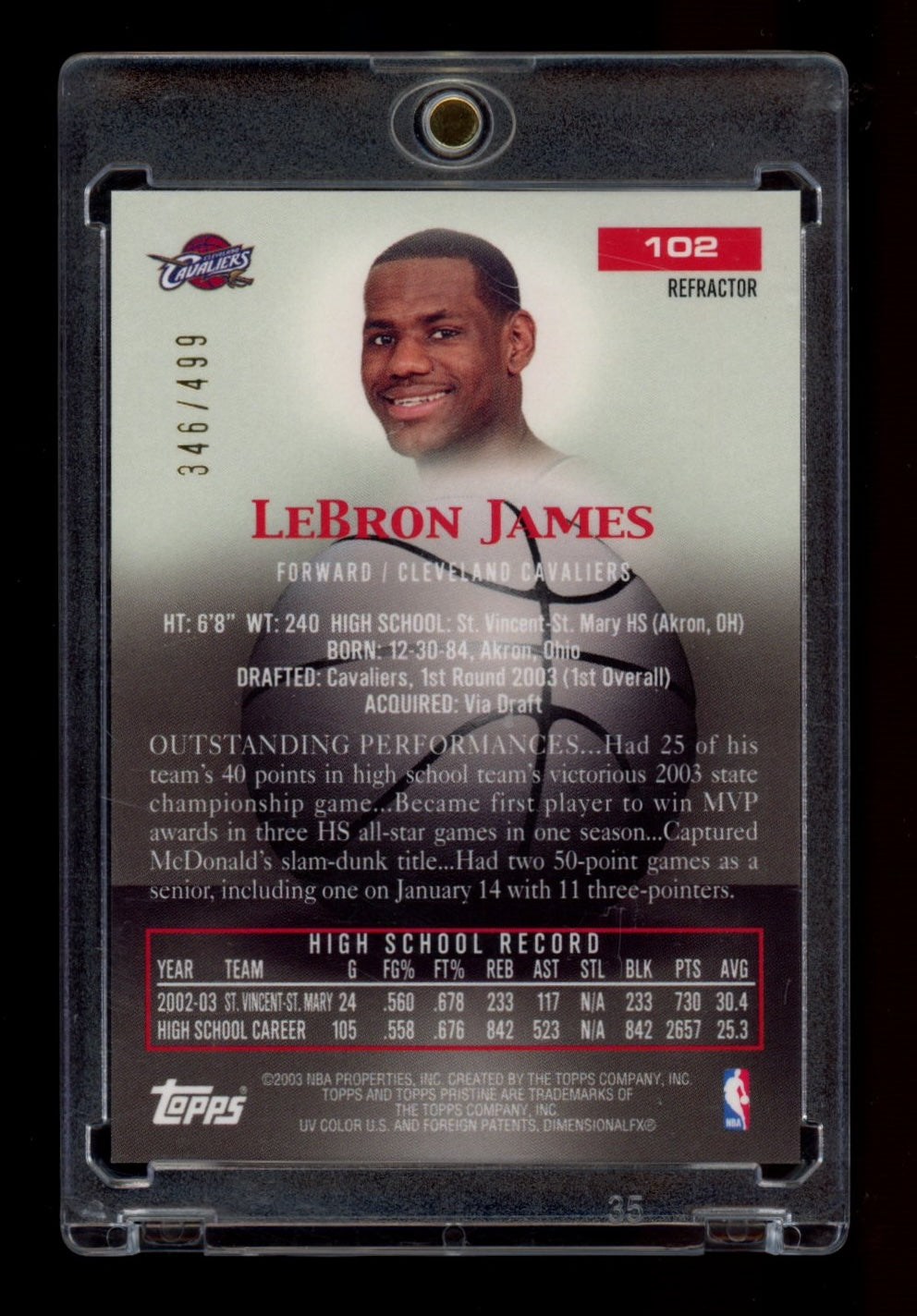 2003-04 Topps Pristine #102 Lebron James Refractors #/499
