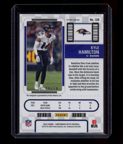 2022 Panini Contenders Optic #128 Kyle Hamilton Gold #/10
