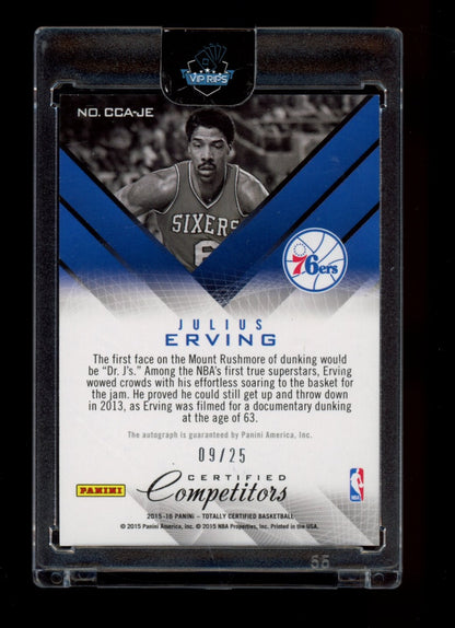 2015-16 Panini Totally Certified #CCA-JE Julius Erving Certified Auto #/25