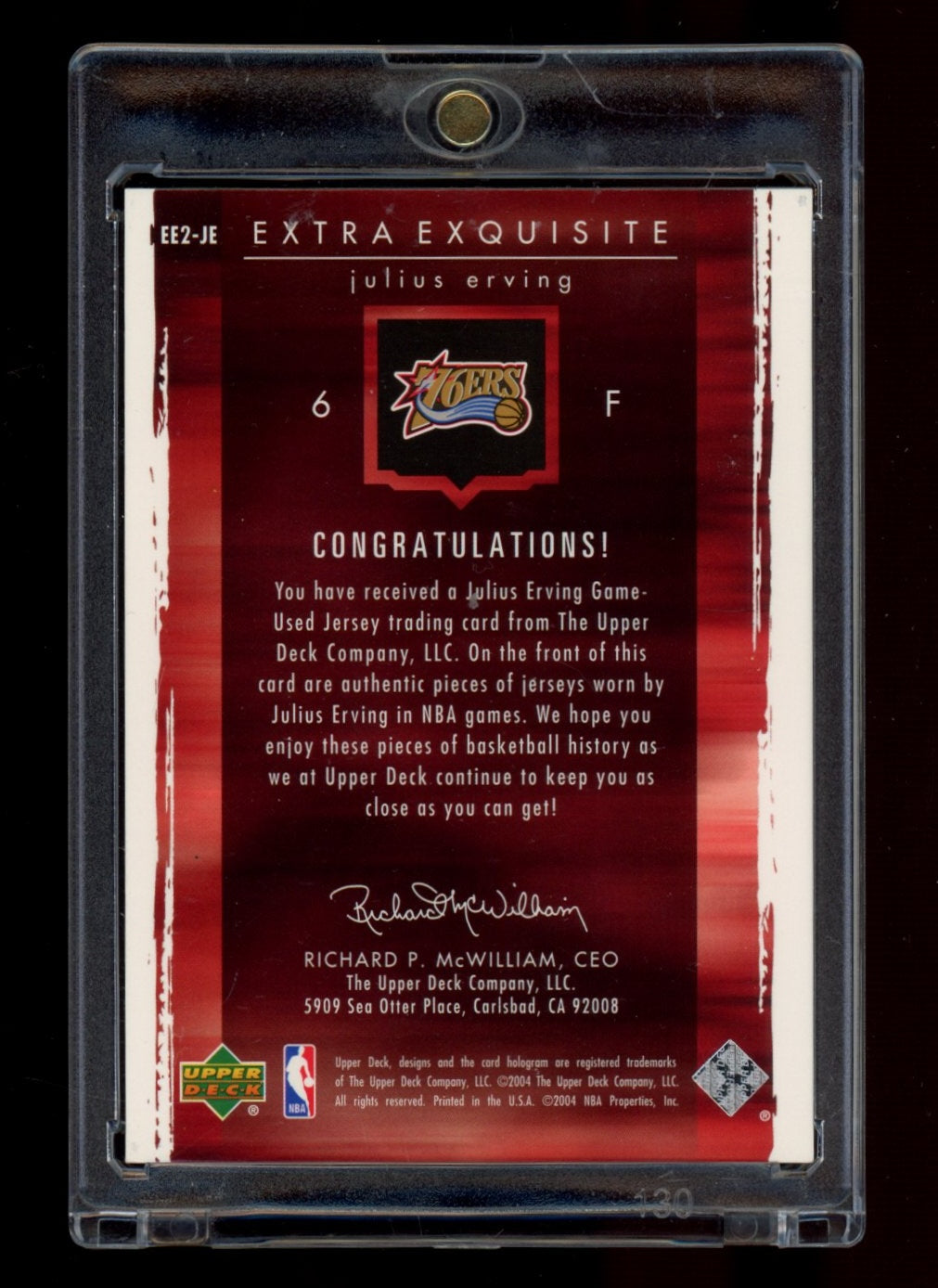 2003-04 Upper Deck Exquisite #EE2-JE Julius Erving Extra Exquisite #/25