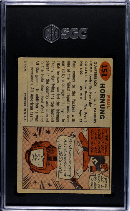 1957 Topps #151 Paul Hornung SGC 4