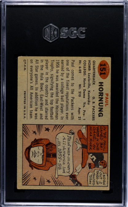 1957 Topps #151 Paul Hornung SGC 4