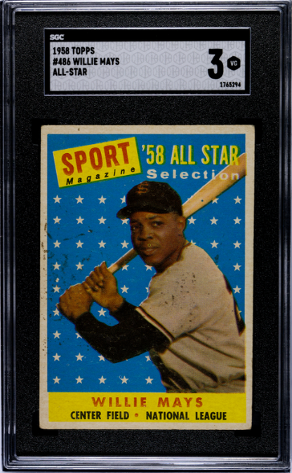 1958 Topps #486 Willie Mays All-Star SGC 3