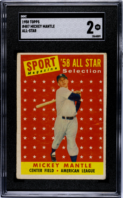 1958 Topps #487 Mickey Mantle All-Star SGC 2