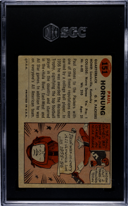 1957 Topps #151 Paul Hornung SGC 3