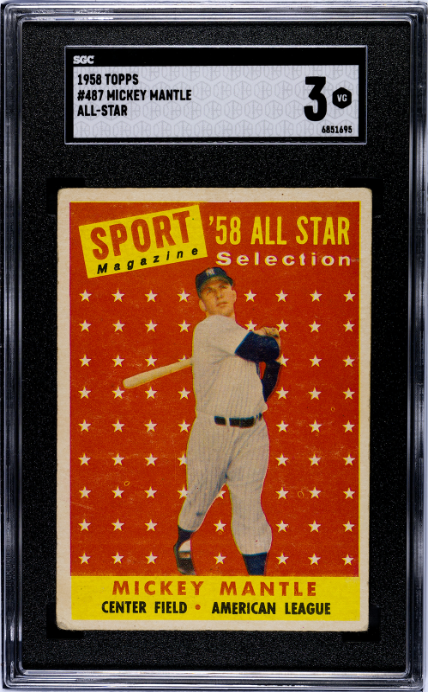 1958 Topps #487 Mickey Mantle All-Star SGC 3