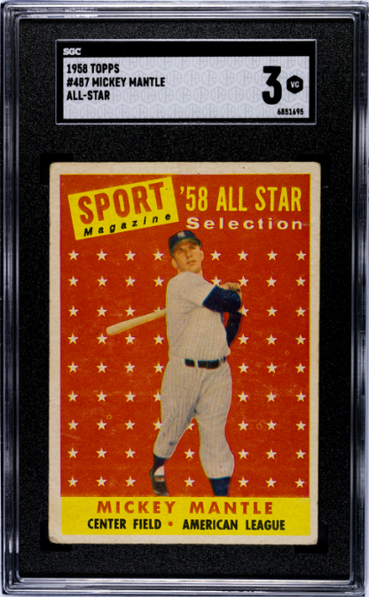 1958 Topps #487 Mickey Mantle All-Star SGC 3