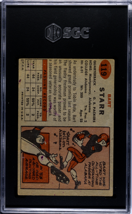 1957 Topps #119 Bart Starr SGC 1