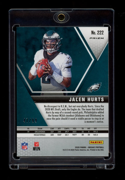 2020 Panini Mosaic #222 Jalen Hurts Prizm Blue #/99