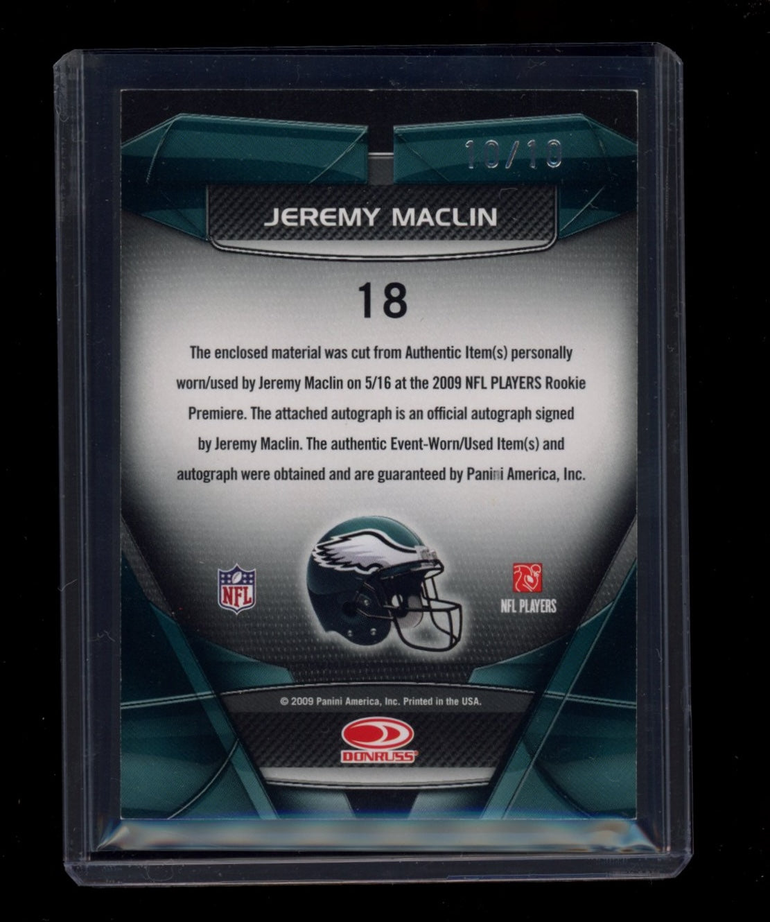 2009 Donruss Gridiron Gear #18 Jeremy Maclin Jerseys Auto Prime #/10