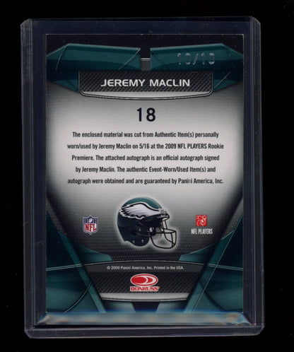 2009 Donruss Gridiron Gear #18 Jeremy Maclin Jerseys Auto Prime #/10