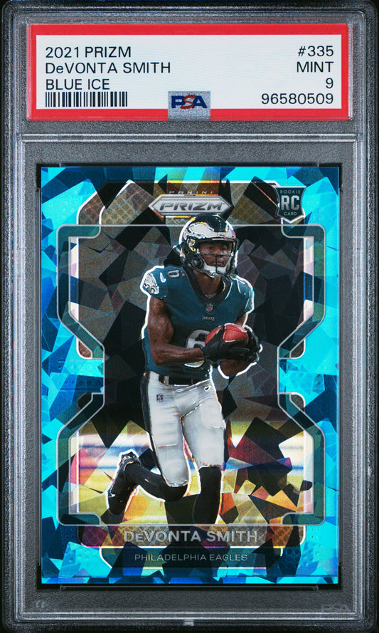 2021 Panini Prizm #335 Devonta Smith Blue Ice PSA 9