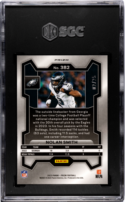 2023 Panini Prizm #382 Nolan Smith Navy Camo Prizm SGC 9