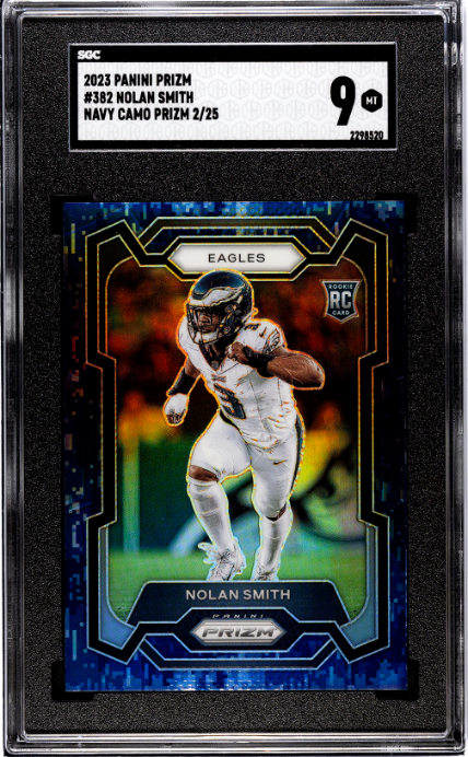 2023 Panini Prizm #382 Nolan Smith Navy Camo Prizm SGC 9