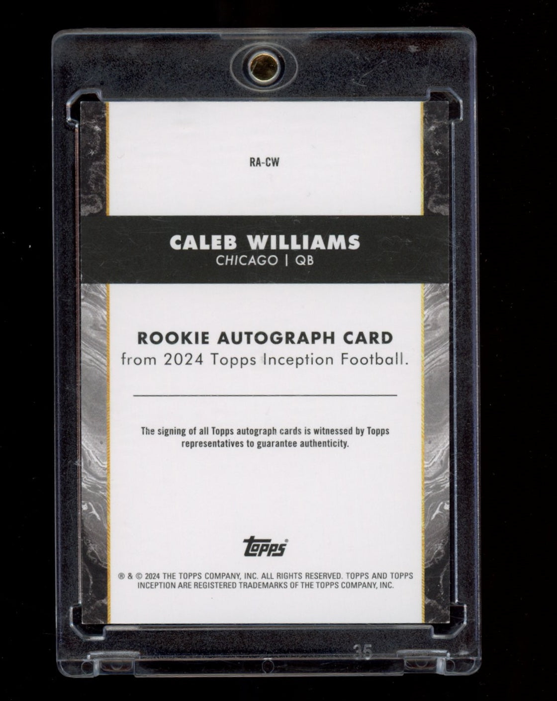 2024 Topps Inception #RA-CW Caleb Williams Rookie Autographs Red #/75