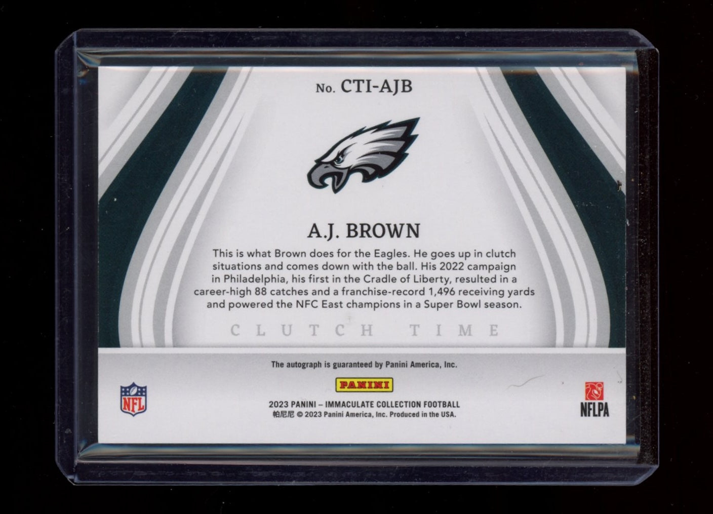 2023 Panini Immaculate Collection #CTI-AJB A.J. Brown Clutch Time Ink #/49