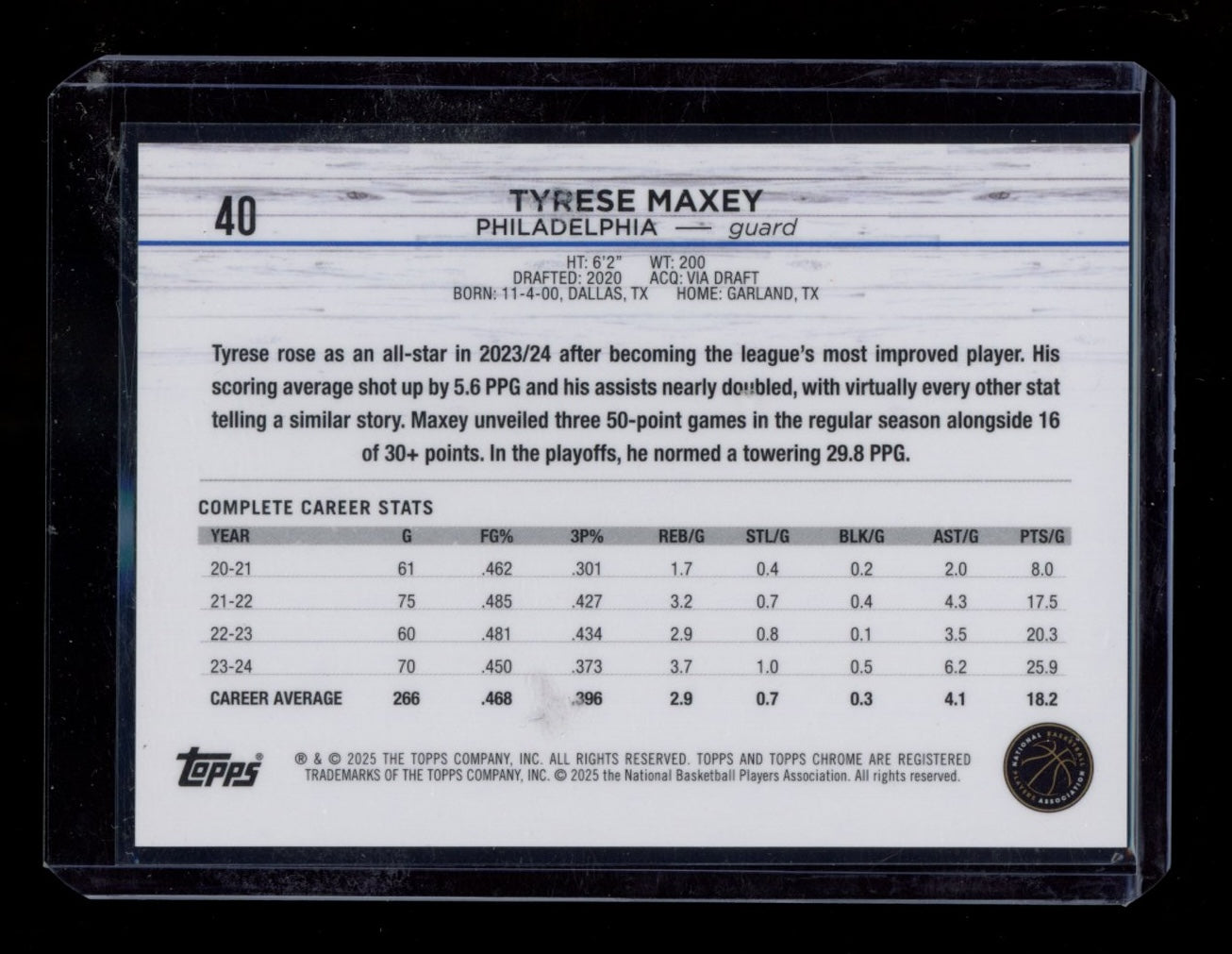 2024-25 Topps Chrome #40 Tyrese Maxey Red Geometric Refractor #/5