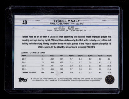 2024-25 Topps Chrome #40 Tyrese Maxey Red Geometric Refractor #/5
