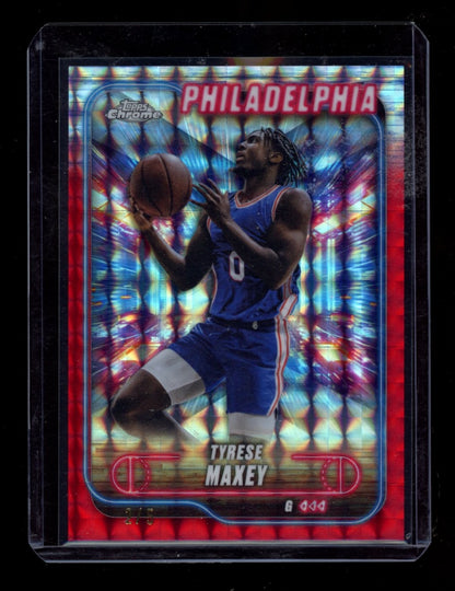 2024-25 Topps Chrome #40 Tyrese Maxey Red Geometric Refractor #/5