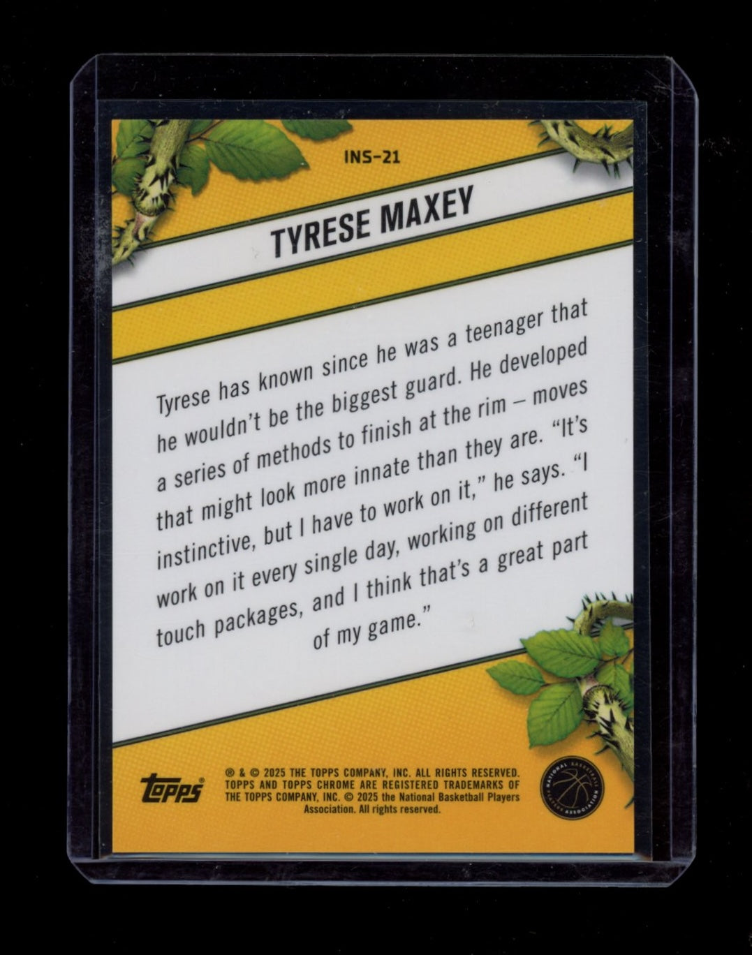2024-25 Topps Chrome #INS-21 Tyrese Maxey Instinct Green Refractor #/99