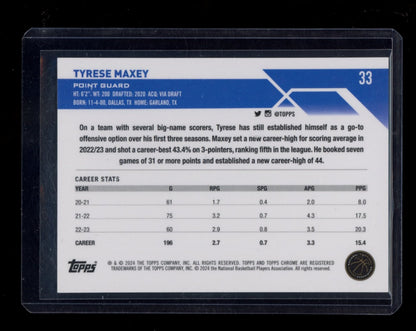 2023-24 Topps Chrome Sapphire Edition #33 Tyrese Maxey