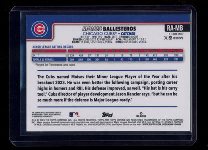 2025 Topps Chrome Update #RA-MB Moisés Ballesteros Auto Orange #/25