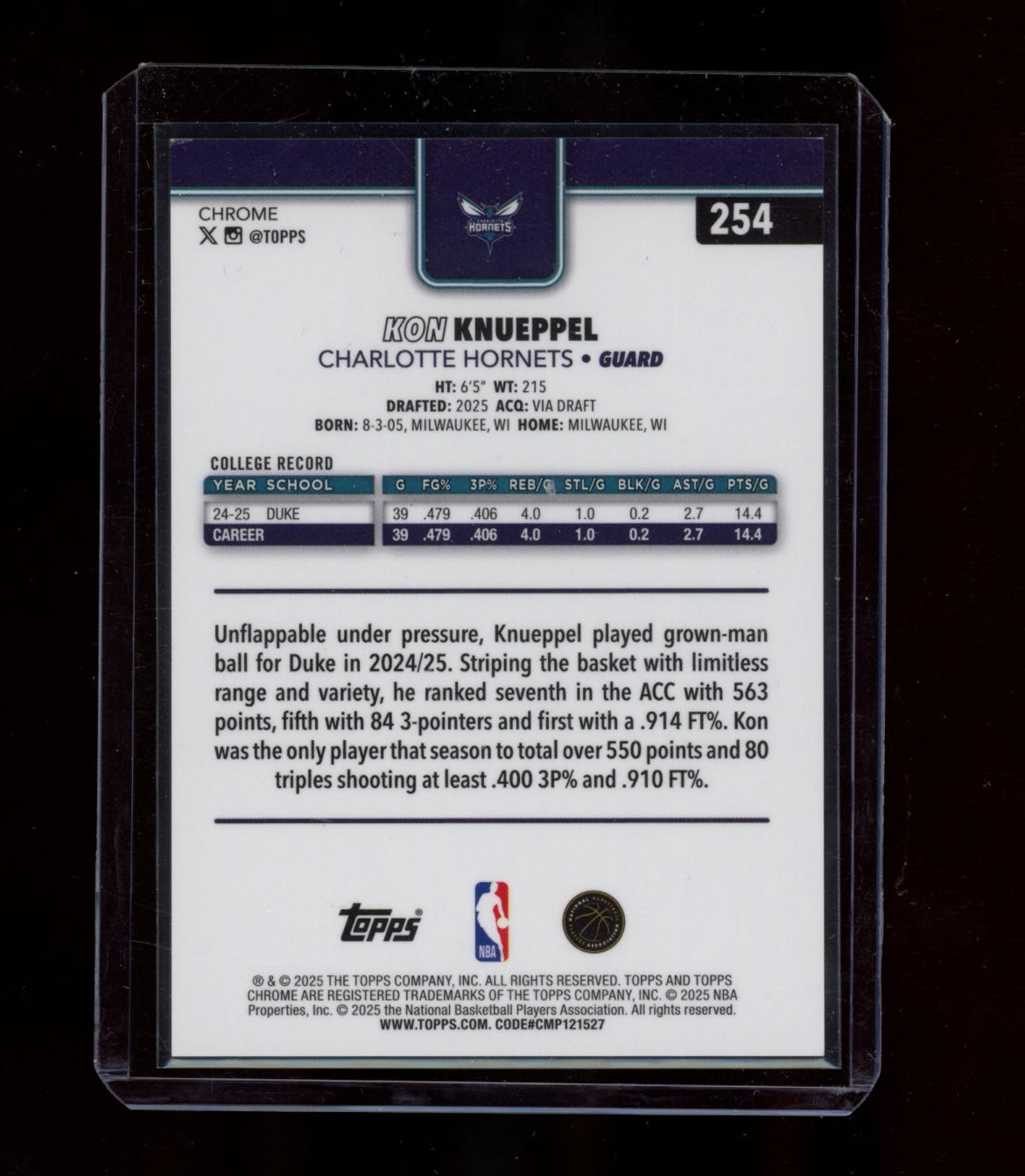 2025-26 Topps Chrome #254 Kon Knueppel Gold Geometric Refractor #/50