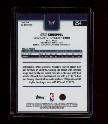 2025-26 Topps Chrome #254 Kon Knueppel Gold Geometric Refractor #/50