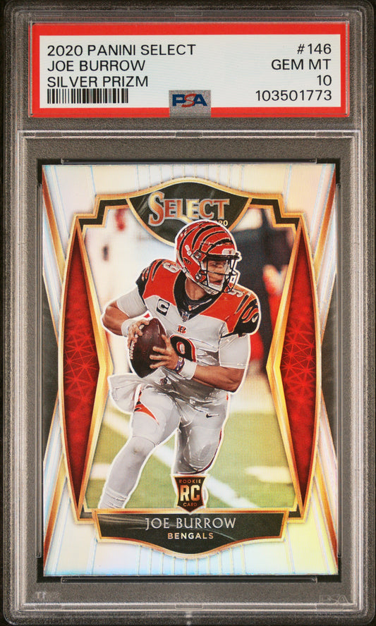 2020 Panini Select #146 Joe Burrow Silver Prizm PSA 10
