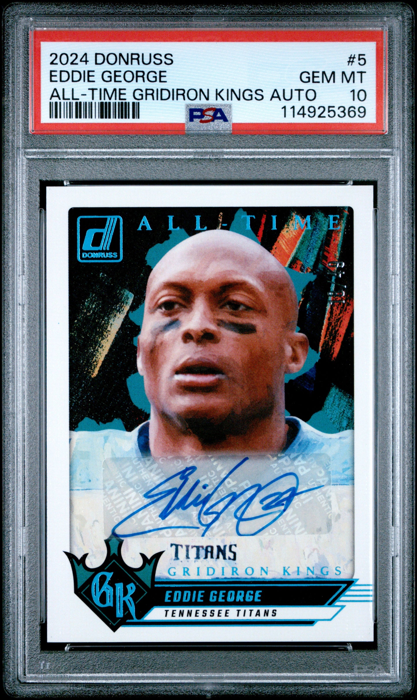 2024 Panini Donruss  Gridiron Kings Auto #5 Eddie George PSA 10 /49