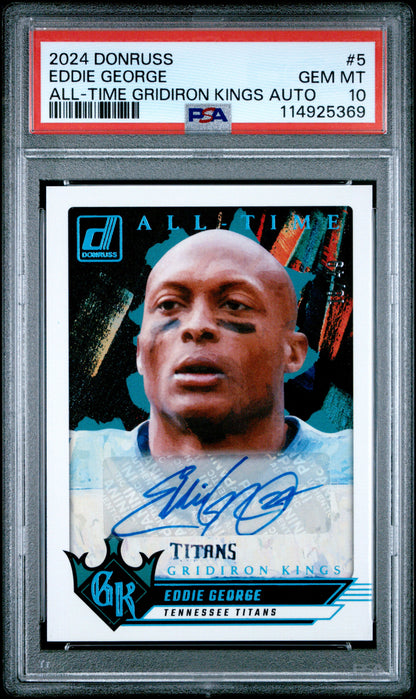 2024 Panini Donruss  Gridiron Kings Auto #5 Eddie George PSA 10 /49