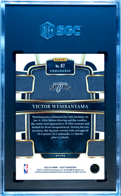 2023-24 Panini Select #87 Victor Wembanyama Blue Prizms SGC 10