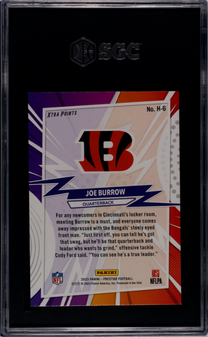 2023 Panini Prestige #H-6 Joe Burrow Heroes Xtra Points Purple SGC 9