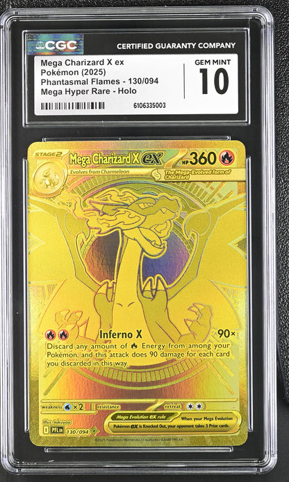 2025 Phantasmal Flames #130/094 Mega Charizard X ex CGC 10