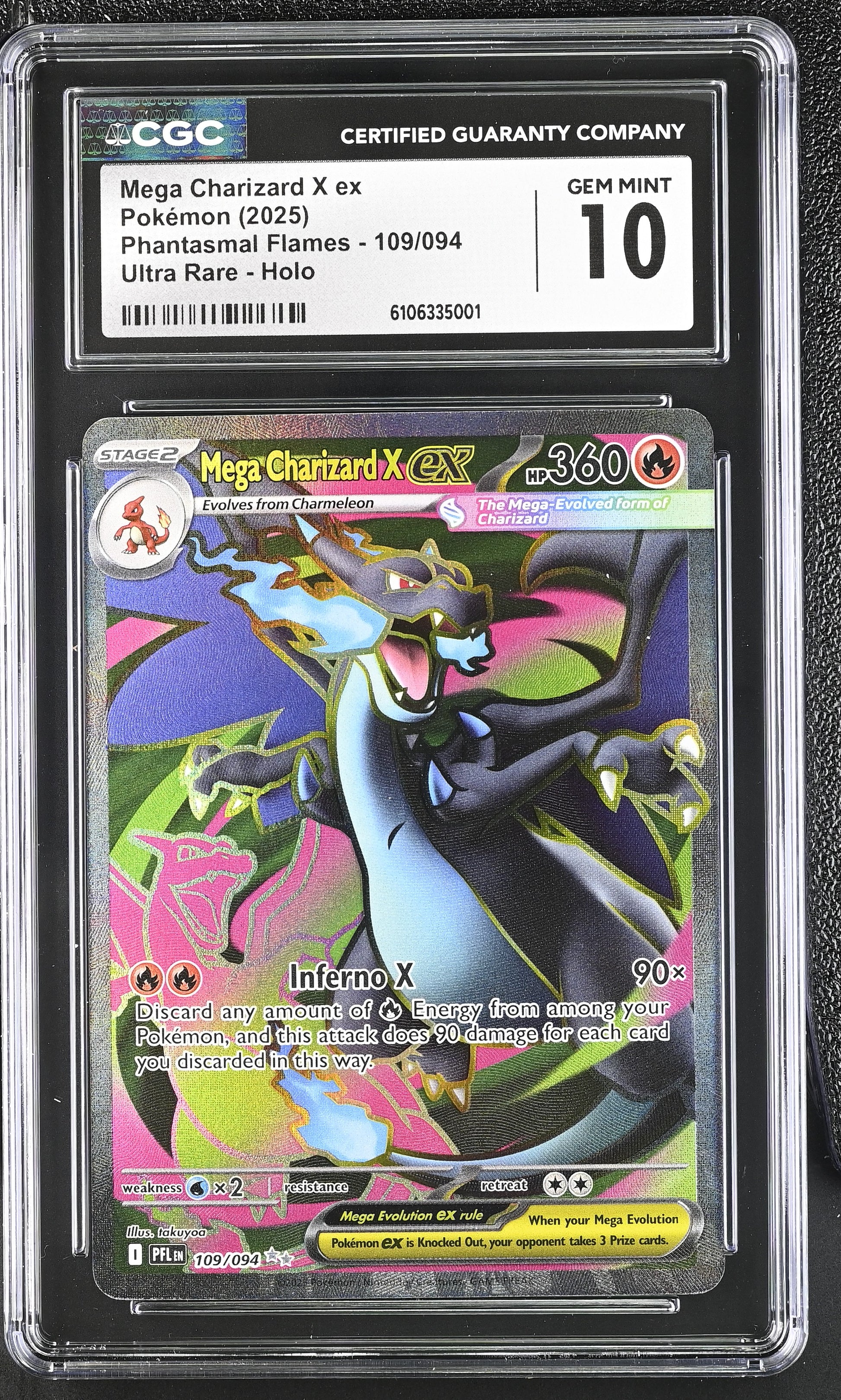 2025 Phantasmal Flames #109/094 Mega Charizard X ex CGC 10 – Delco Rips  Cards