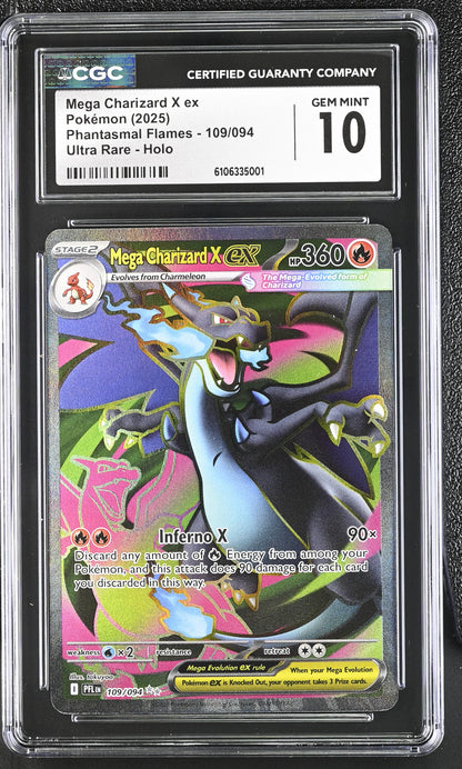 2025 Phantasmal Flames #109/094 Mega Charizard X ex CGC 10