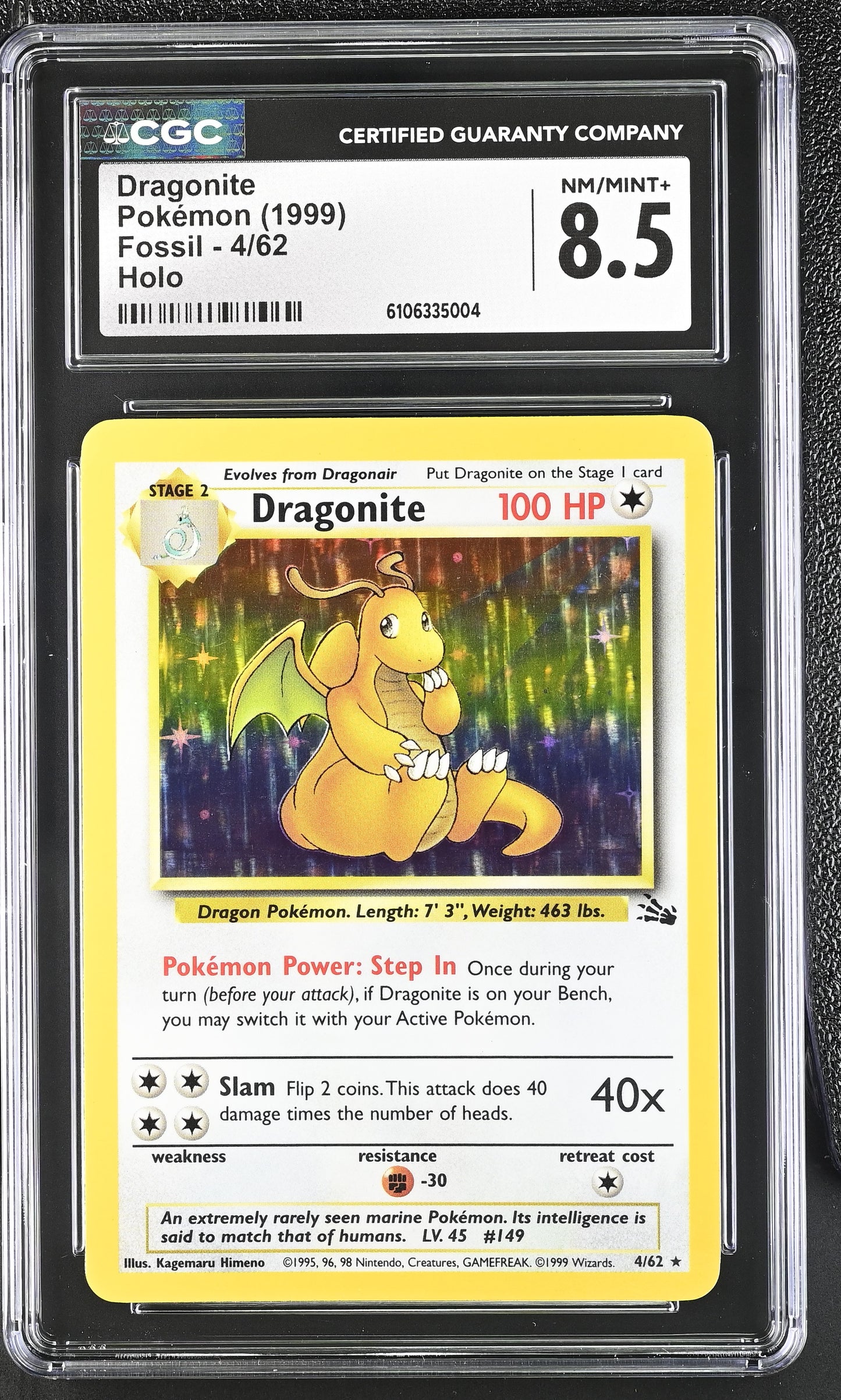 1999 Fossil #4/62 Dragonite CGC 8.5